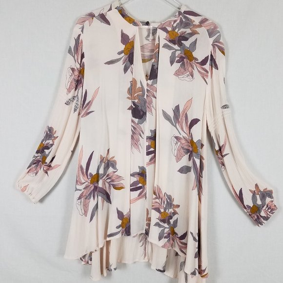 Free People Dresses & Skirts - Free People Floral Tunic Top Dress Long Sleeve